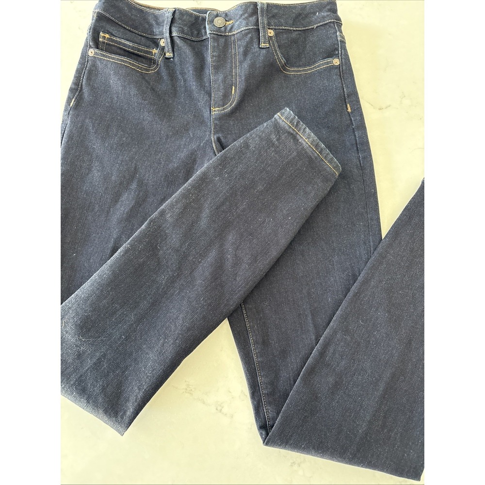 Lands End Womens High Rise Slim Ankle Jeans Dark Wash 4 Denim Outdoors Stretch